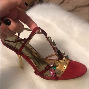 BCBG generation Red Sandal with rhinestones 8 1/5